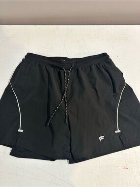 Fabletics Black Athletic Shorts with White Piping 5 inch